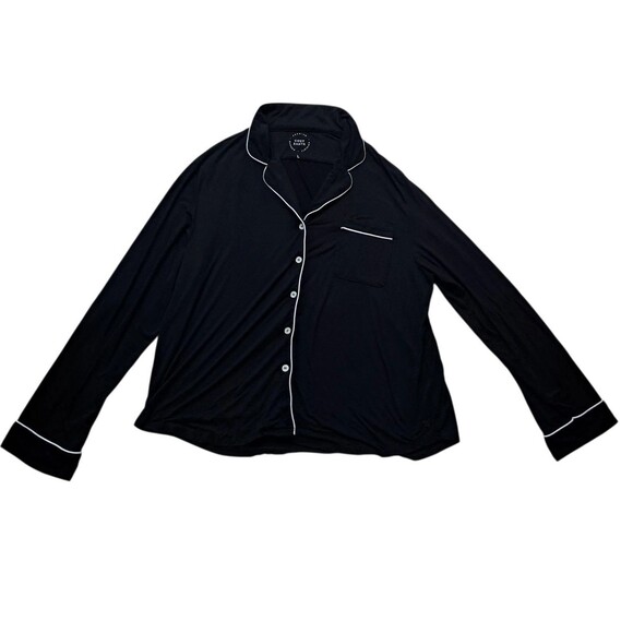 Cozy Earth Black Bamboo Women's Pajama Set with White Trim - Picture 2 of 16